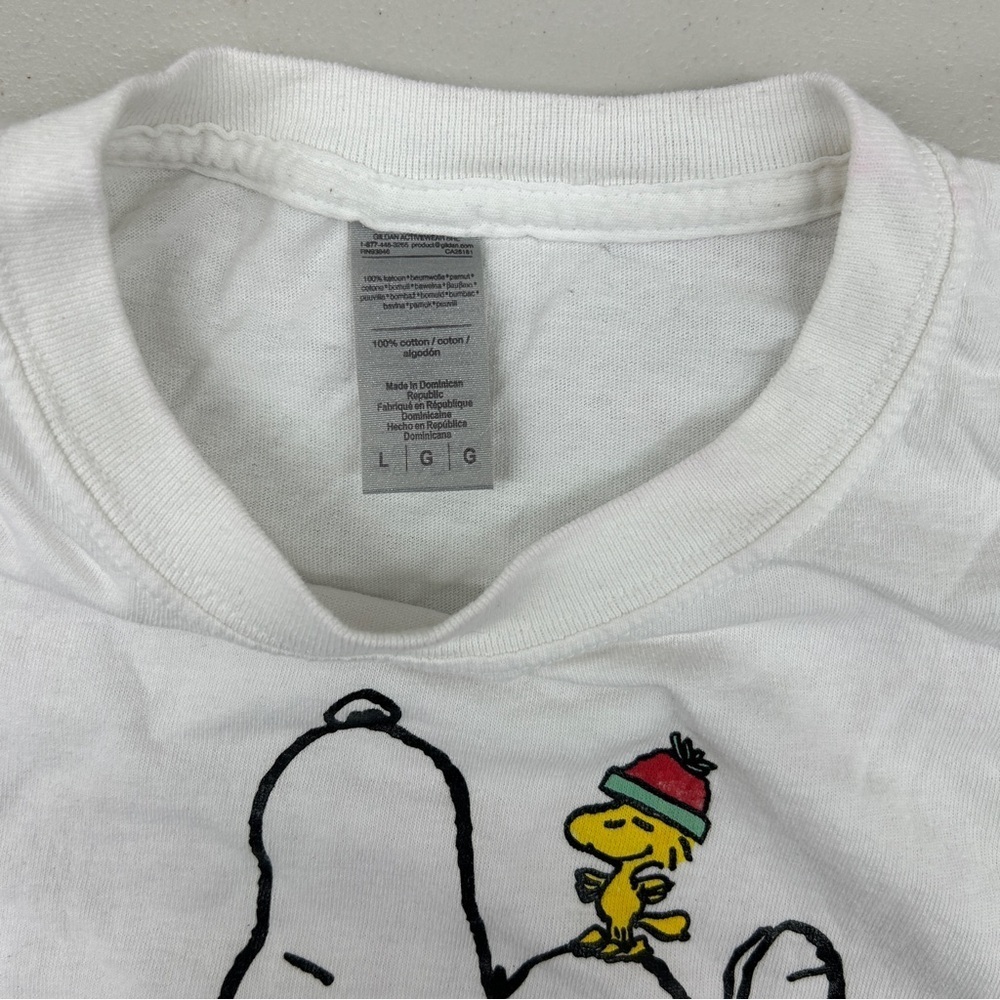 Peanuts White T-Shirt with Snoopy and Woodstock Design size L - Picture 2 of 3